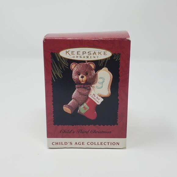 1996 Hallmark Child's Third Christmas Handcrafted Keepsake Holiday Ornament - Picture 1 of 8